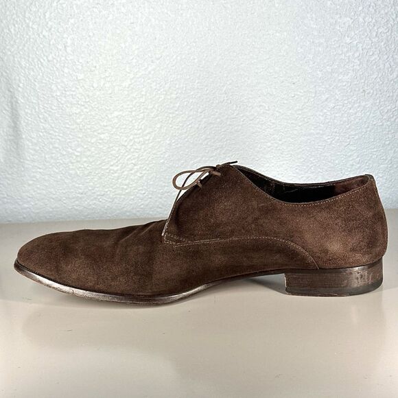 A Testoni Basic Oxford Dress Shoes Brown Suede Leather Mens Size 12 Lace Up - Picture 7 of 16
